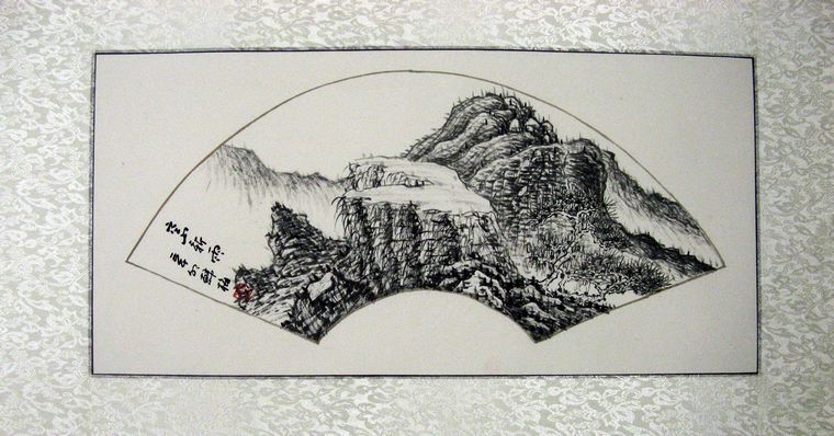 扇形寫意山水